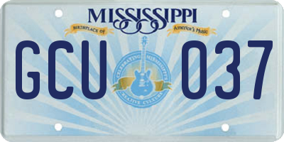 MS license plate GCU037