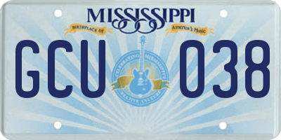 MS license plate GCU038