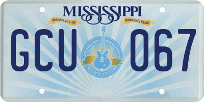 MS license plate GCU067