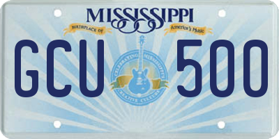 MS license plate GCU500