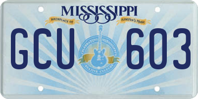 MS license plate GCU603