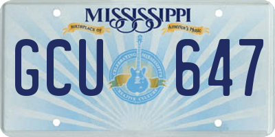 MS license plate GCU647