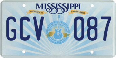MS license plate GCV087