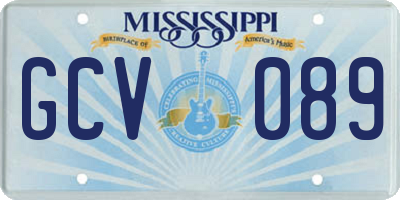 MS license plate GCV089