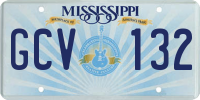 MS license plate GCV132