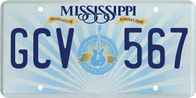 MS license plate GCV567