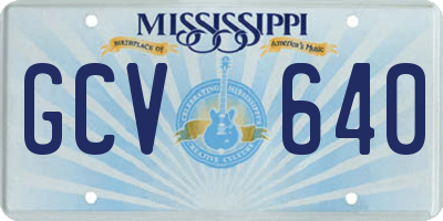 MS license plate GCV640
