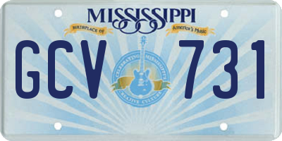 MS license plate GCV731