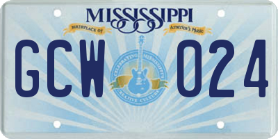 MS license plate GCW024
