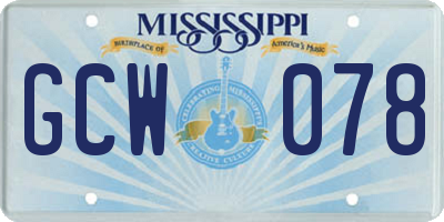 MS license plate GCW078