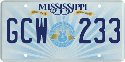 MS license plate GCW233