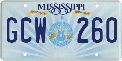 MS license plate GCW260