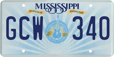 MS license plate GCW340