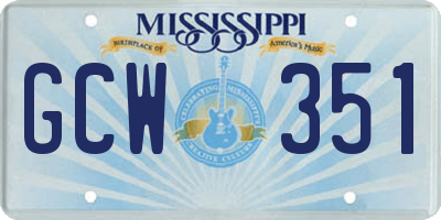 MS license plate GCW351