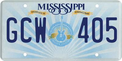 MS license plate GCW405