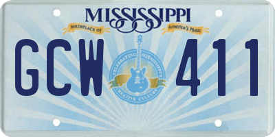 MS license plate GCW411