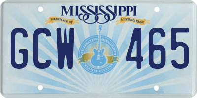 MS license plate GCW465