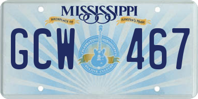 MS license plate GCW467