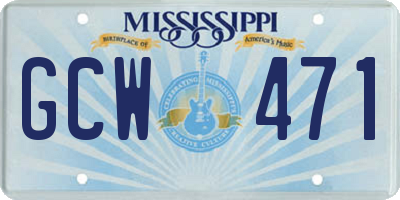 MS license plate GCW471