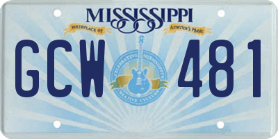 MS license plate GCW481