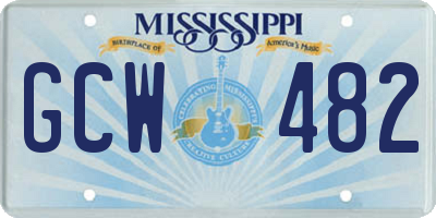 MS license plate GCW482