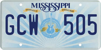 MS license plate GCW505