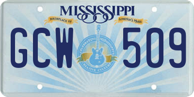 MS license plate GCW509