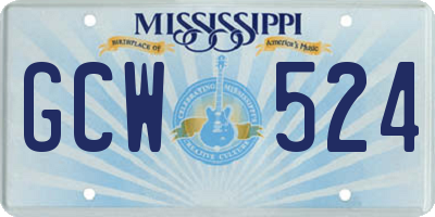 MS license plate GCW524
