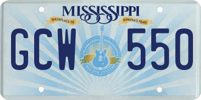 MS license plate GCW550
