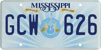 MS license plate GCW626