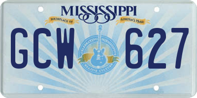MS license plate GCW627