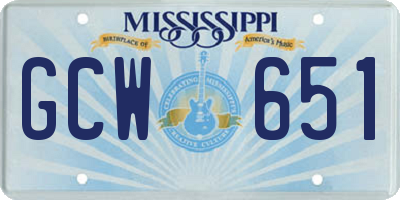 MS license plate GCW651