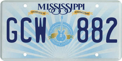MS license plate GCW882
