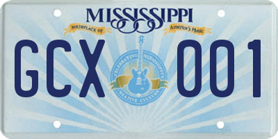 MS license plate GCX001