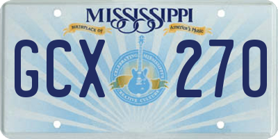 MS license plate GCX270