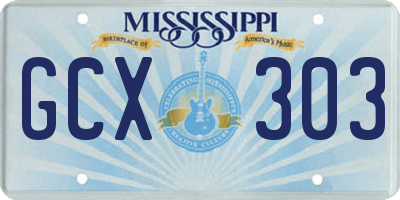 MS license plate GCX303