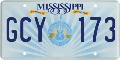 MS license plate GCY173