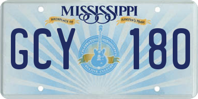 MS license plate GCY180
