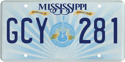 MS license plate GCY281