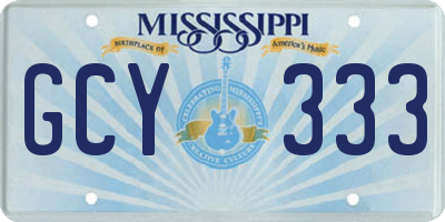 MS license plate GCY333
