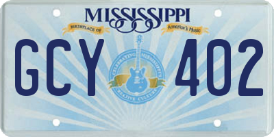 MS license plate GCY402