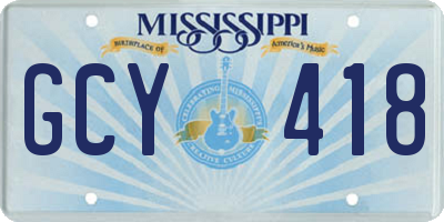 MS license plate GCY418
