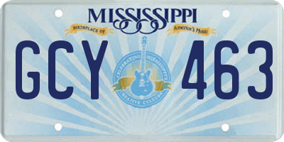 MS license plate GCY463