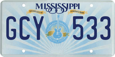 MS license plate GCY533