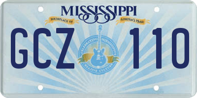 MS license plate GCZ110