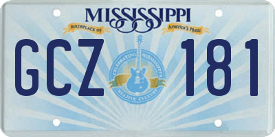 MS license plate GCZ181