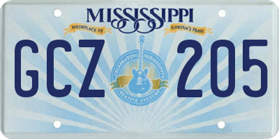 MS license plate GCZ205
