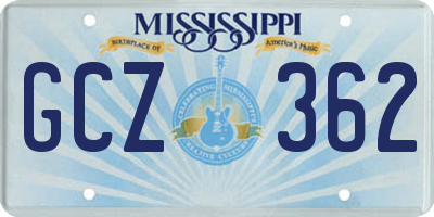 MS license plate GCZ362