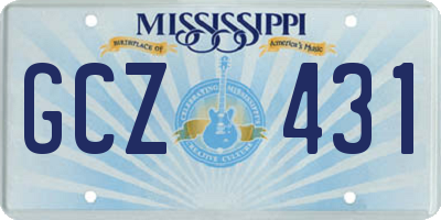 MS license plate GCZ431