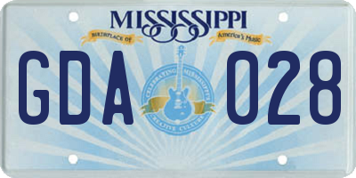 MS license plate GDA028